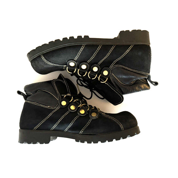 Gran Sasso Hiking Boots Women's 9M Black Suede Leather Lug Sole Fashion Italy - Picture 5 of 12